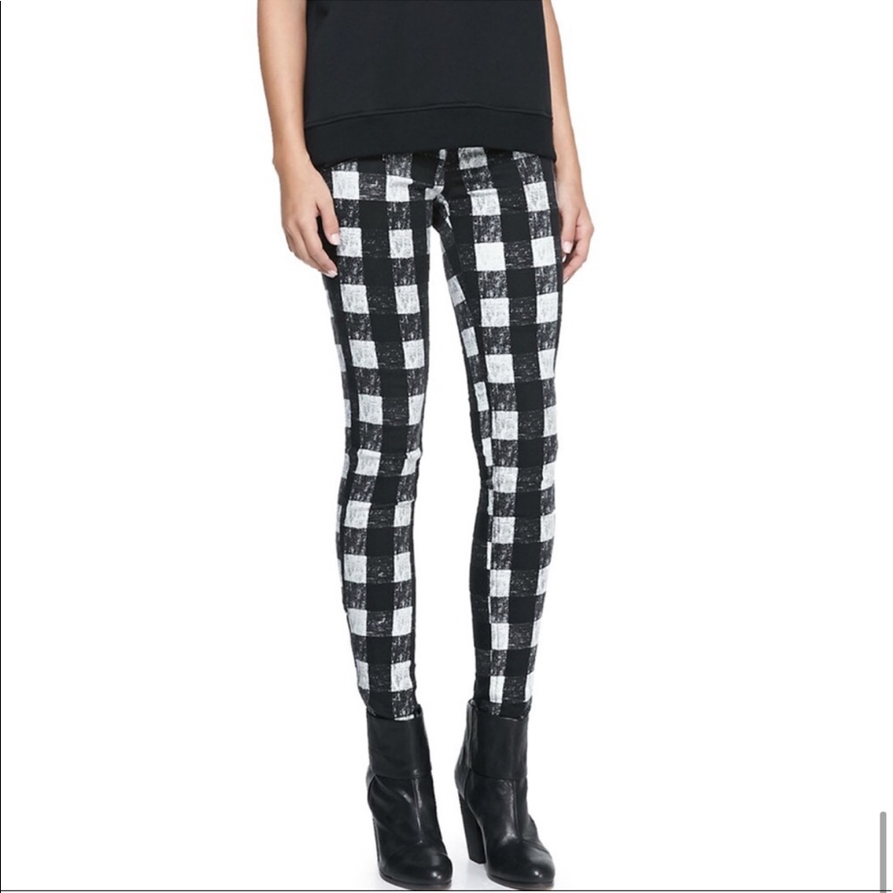 Rag & Bone Checkered skinny zip jeans